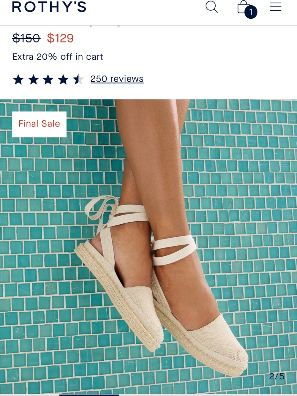 Rothy’s D’Orsay Espadrille in Seashell - Picture 6 of 6